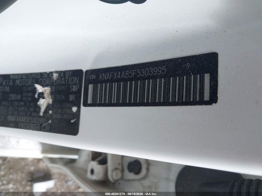 2015 Kia Forte VIN KNAFX4A85F5303995 IAAI salvage auction — REAR END, Salvage (Massachusetts), sold $400 on 2026-07-17 (photo 9)