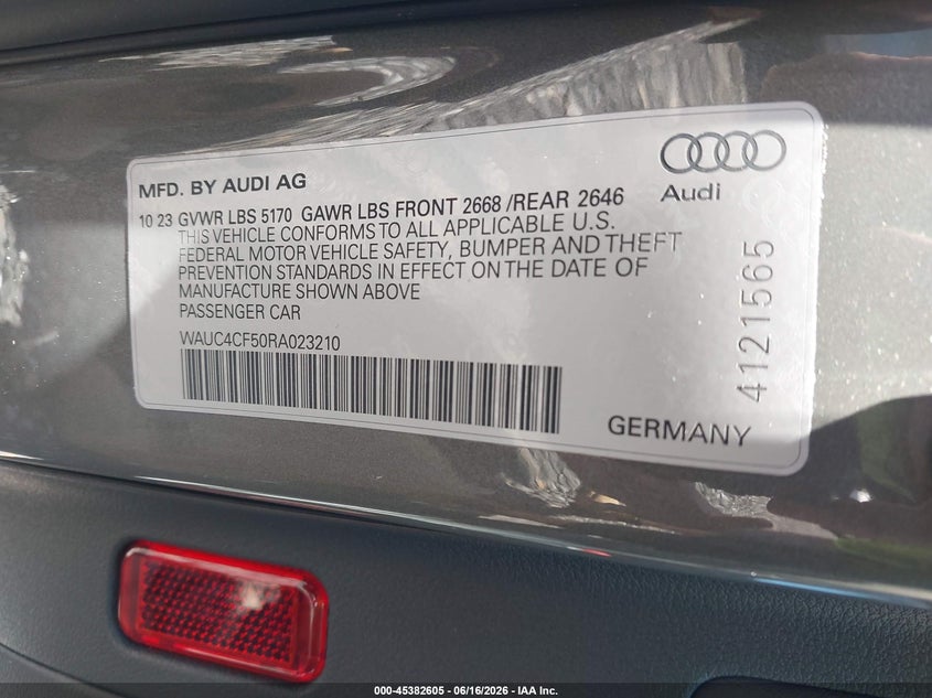 2024 Audi S5 VIN WAUC4CF50RA023210 IAAI salvage auction — FRONT END, Salvage Title, sold $7,000 on 2026-07-28 (photo 9)