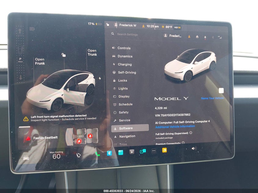 2026 Tesla Model y VIN 7SAYGDED1TA597862 IAAI salvage auction — SUSPENSION, Bill Of Sale (Washington), sold $20,200 on 2026-07-16 (photo 7)