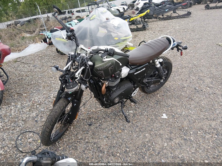 2026 Triumph motorcycle Scrambler VIN SMTDR0HG3TTCK7120 IAAI salvage auction — FRONT END, Salvage (North Dakota), sold $2,700 on 2026-09-26 (photo 2)