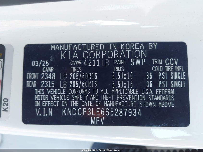 2025 Kia Niro VIN KNDCP3LE6S5287934 IAAI salvage auction — FRONT END, Salvage Title, sold $1,750 on 2026-07-24 (photo 9)