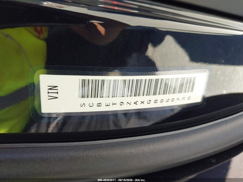 2016 Bentley Flying spur VIN SCBET9ZAXG8050738 IAAI salvage auction — WATER/FLOOD, Salvage Title, sold $34,250 on 2026-08-04 (photo 9)