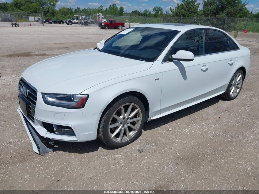 2016 Audi A4 VIN WAUFFAFL8GA006453 IAAI salvage auction — FRONT END, Clear (Wisconsin), sold $2,750 on 2026-07-09 (photo 2)