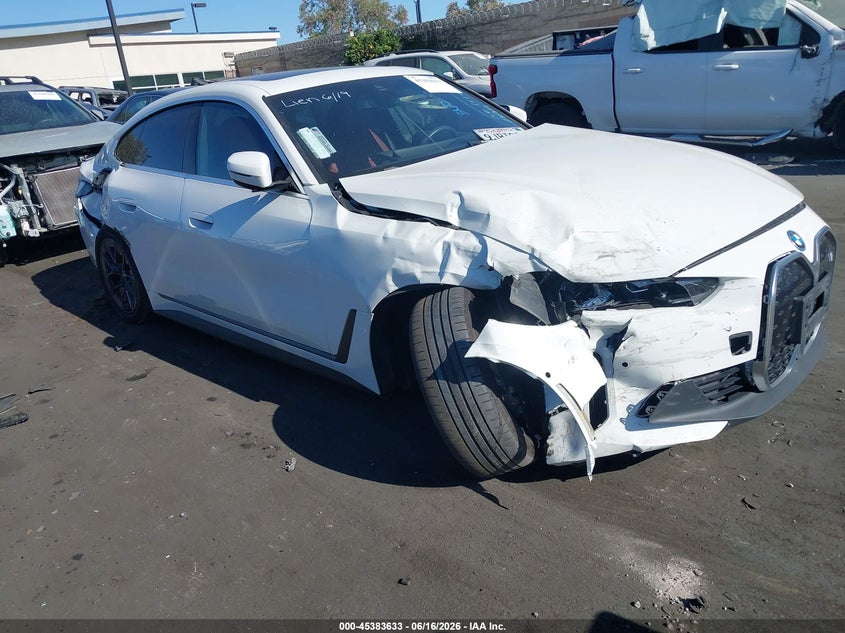 2024 BMW I4 VIN WBY73AW03RFR48601 IAAI salvage auction — SIDE, Salvage Title, sold $10,200 on 2026-07-24 (photo 1)