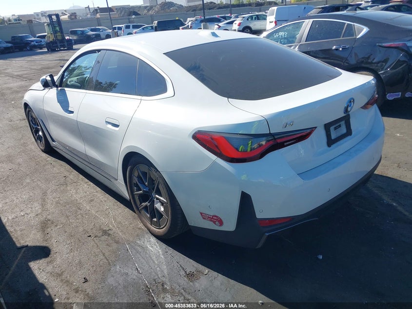 2024 BMW I4 VIN WBY73AW03RFR48601 IAAI salvage auction — SIDE, Salvage Title, sold $10,200 on 2026-07-24 (photo 3)