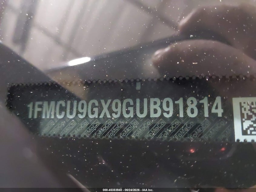 2016 Ford Escape VIN 1FMCU9GX9GUB91814 IAAI salvage auction — FRONT END, Salvage (Iowa), sold $2,550 on 2026-07-28 (photo 9)