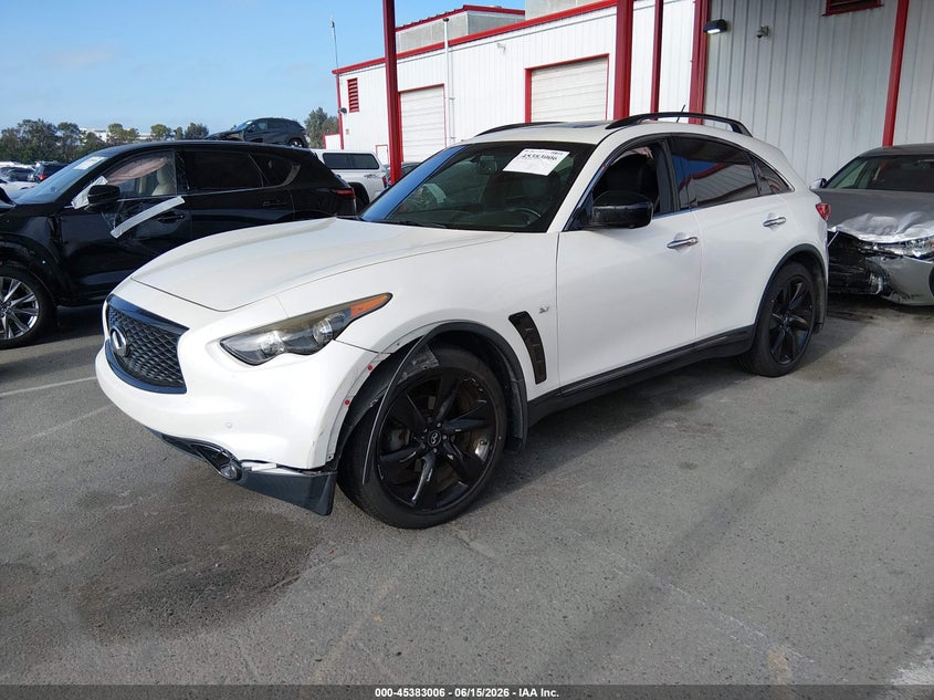 2017 Infiniti Qx70 VIN JN8CS1MUXHM140219 IAAI salvage auction — LEFT FRONT, Salvage (California), sold $2,950 on 2026-07-09 (photo 2)