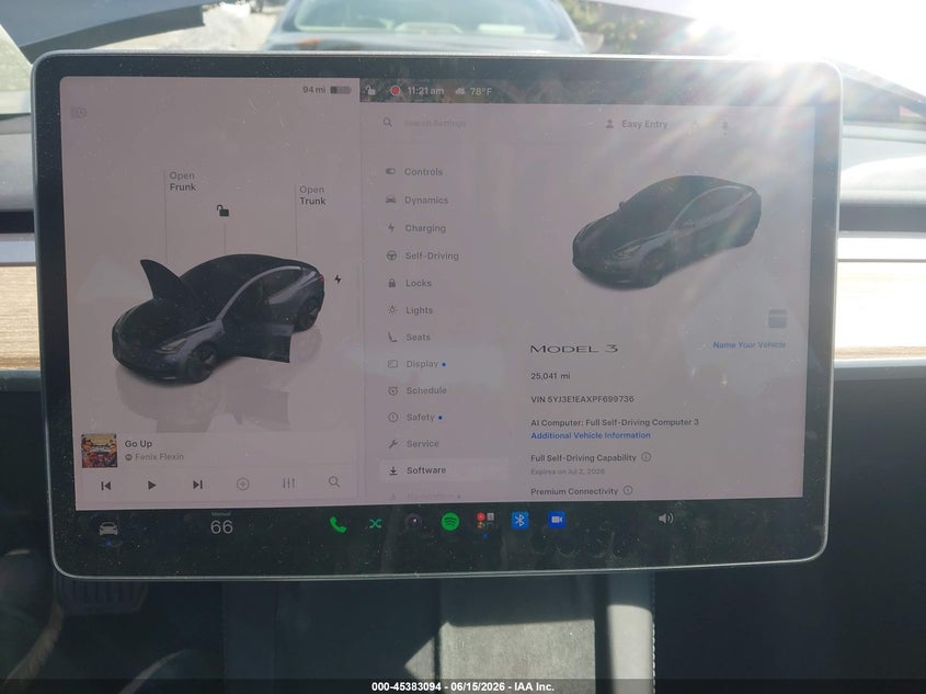 2023 Tesla Model 3 VIN 5YJ3E1EAXPF699736 IAAI salvage auction — REAR END, Salvage Title, sold $7,300 on 2026-08-01 (photo 7)