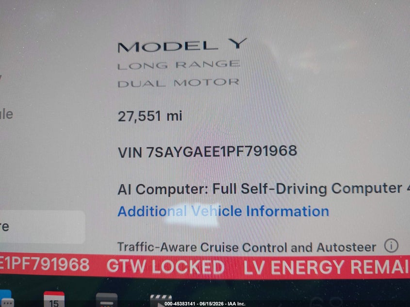 2023 Tesla Model y VIN 7SAYGAEE1PF791968 IAAI salvage auction — RIGHT SIDE, Rebuildable (Florida), sold $13,550 on 2026-07-16 (photo 7)