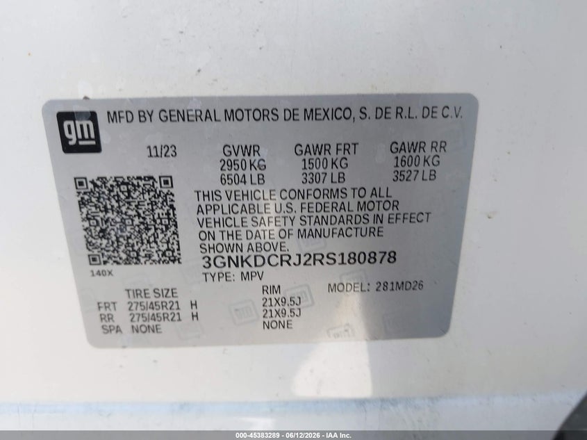 2024 Chevrolet Blazer ev VIN 3GNKDCRJ2RS180878 IAAI salvage auction — REAR END, Salvage (California), sold $14,100 on 2026-07-16 (photo 9)