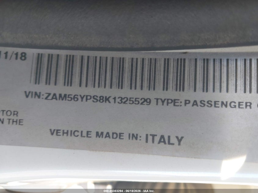 2019 Maserati Quattroporte VIN ZAM56YPS8K1325529 IAAI salvage auction — UNDERCARRIAGE, Salvage Title, sold $3,500 on 2026-09-30 (photo 9)
