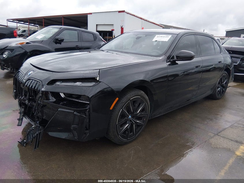 2024 BMW I7 VIN WBY43EJ02RCR08173 IAAI salvage auction — FRONT & REAR, Original (Texas), sold $17,625 on 2026-09-22 (photo 2)