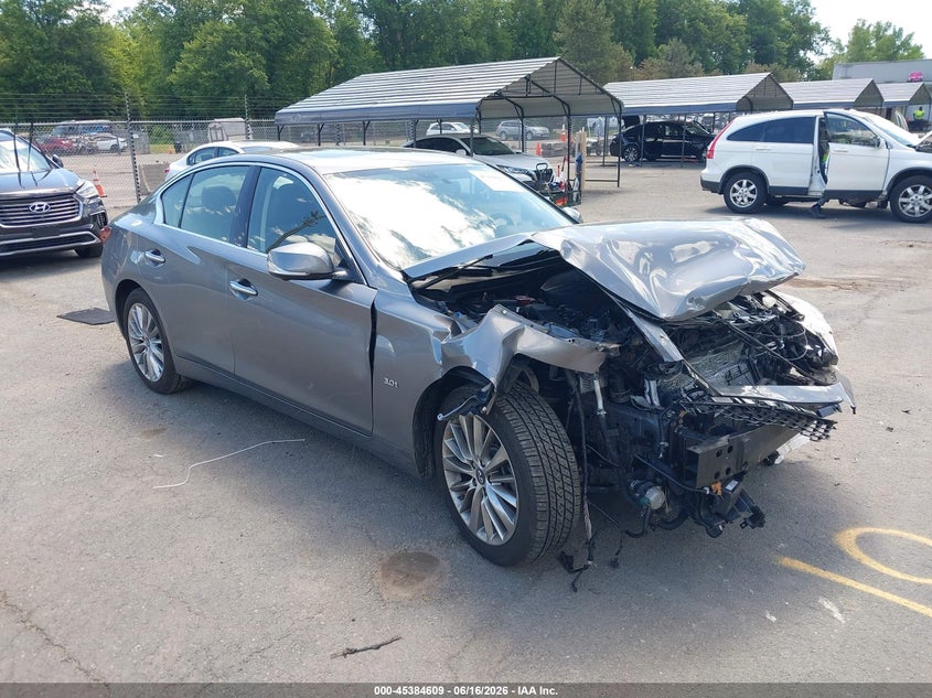 2019 Infiniti Q50 VIN JN1EV7ARXKM555100 IAAI salvage auction — FRONT END, Salvage (Connecticut), sold $1,750 on 2026-07-23 (photo 1)