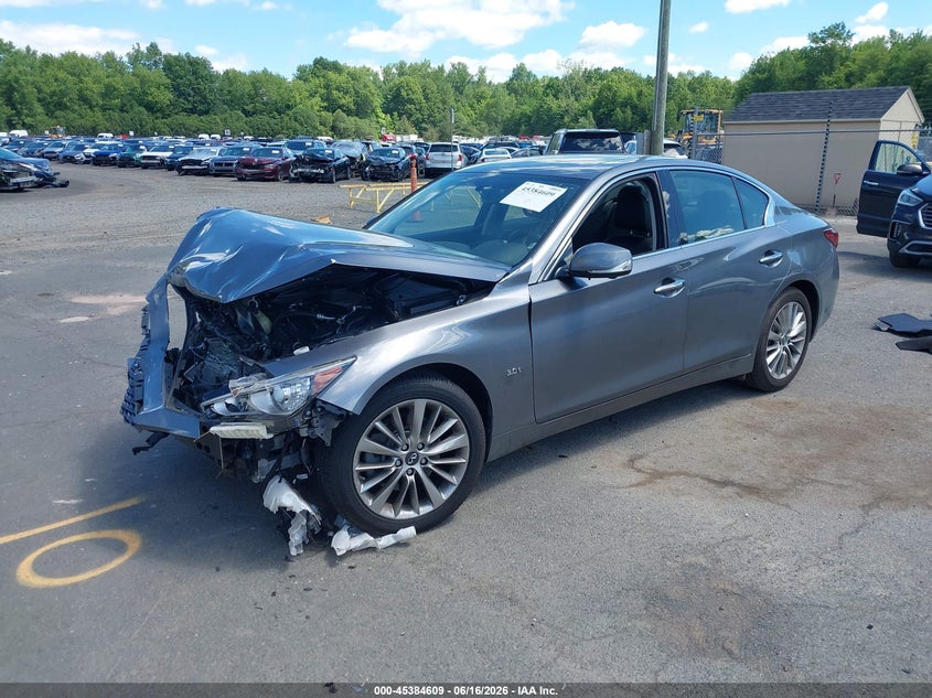 2019 Infiniti Q50 VIN JN1EV7ARXKM555100 IAAI salvage auction — FRONT END, Salvage (Connecticut), sold $1,750 on 2026-07-23 (photo 2)