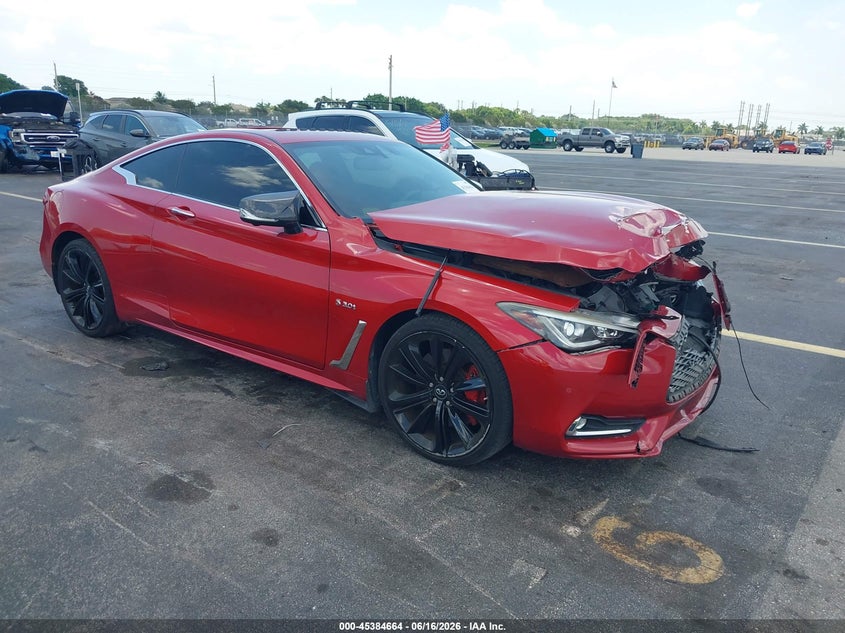 2018 Infiniti Q60 VIN JN1FV7EL2JM631093 IAAI salvage auction — FRONT END, Wait Title, sold $1,450 on 2026-09-17 (photo 1)