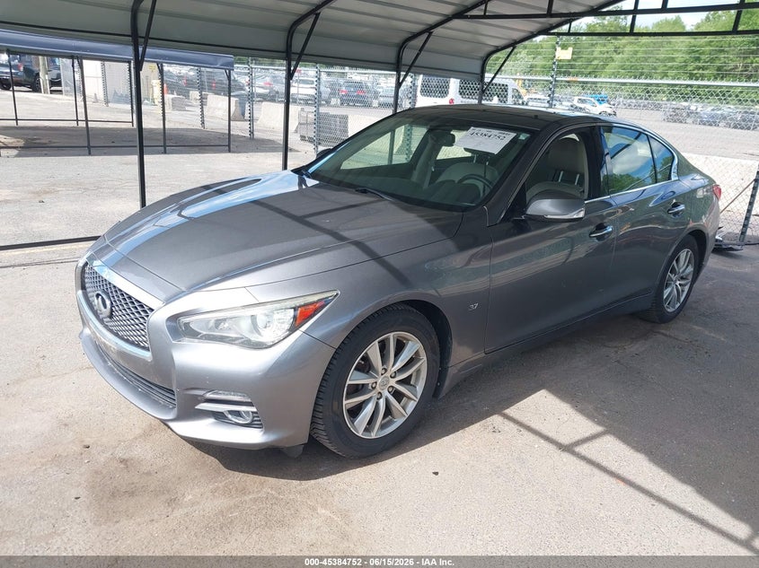 2015 Infiniti Q50 VIN JN1BV7AR9FM408338 IAAI salvage auction — RIGHT FRONT, Salvage Title, sold $1,300 on 2026-07-23 (photo 2)
