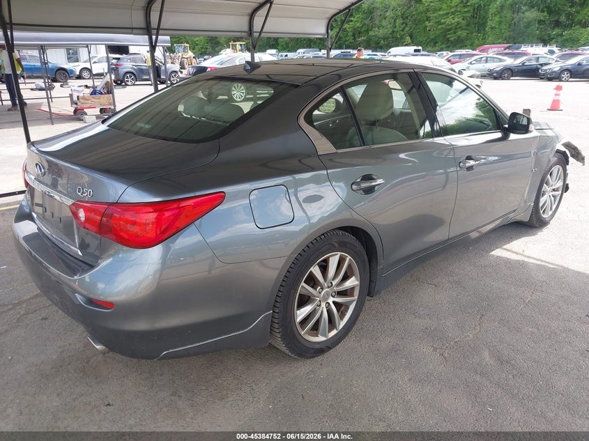 2015 Infiniti Q50 VIN JN1BV7AR9FM408338 IAAI salvage auction — RIGHT FRONT, Salvage Title, sold $1,300 on 2026-07-23 (photo 4)