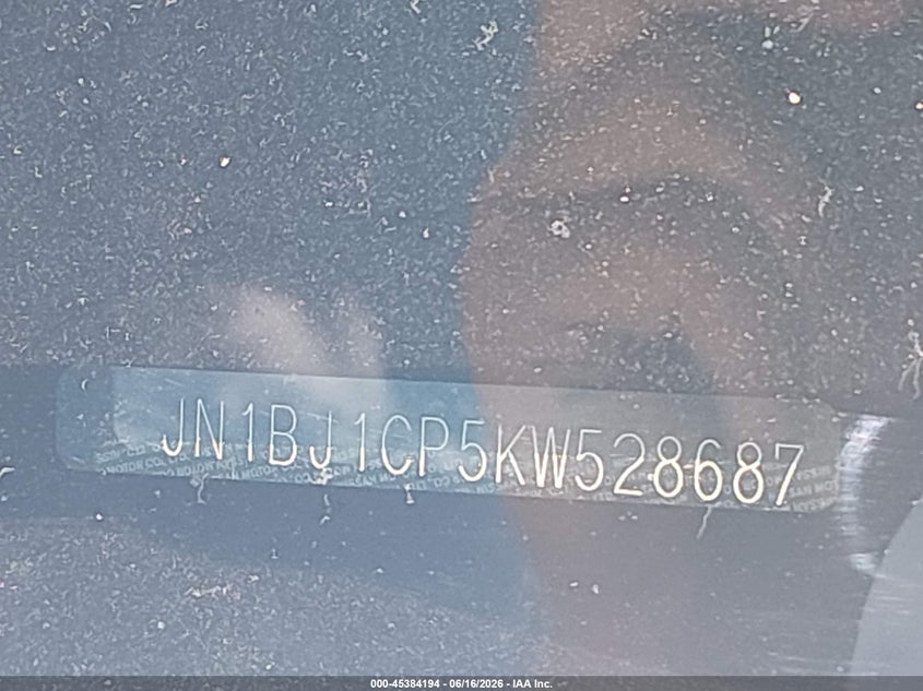 2019 Nissan Rogue VIN JN1BJ1CP5KW528687 IAAI salvage auction — FRONT END, Original (Ohio), sold $25 on 2026-07-28 (photo 9)