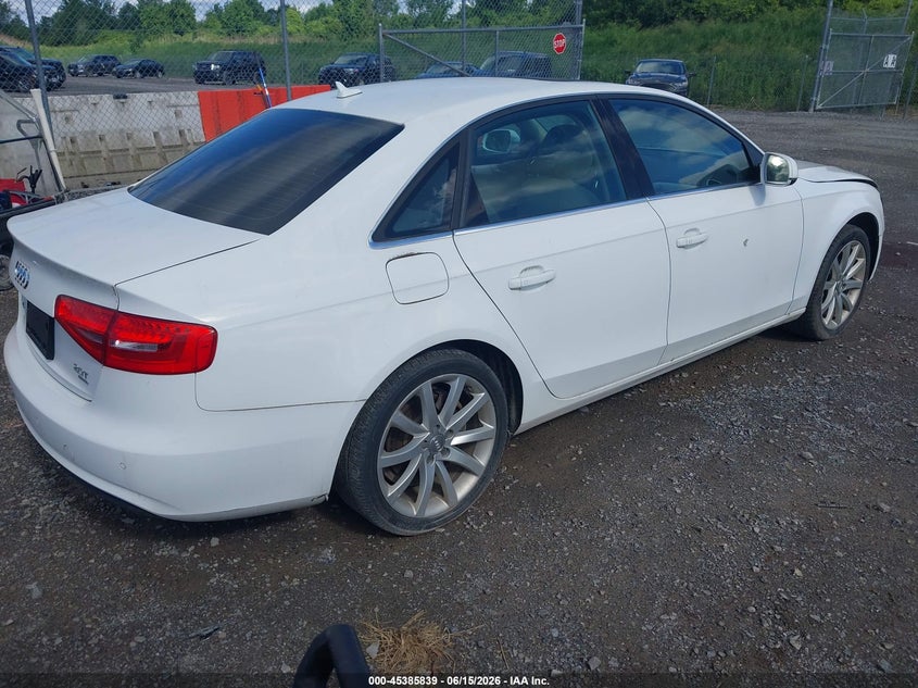 2013 Audi A4 VIN WAUFFAFL9DN008376 IAAI salvage auction — FRONT END, Clear (Rhode Island), sold $475 on 2026-07-10 (photo 4)
