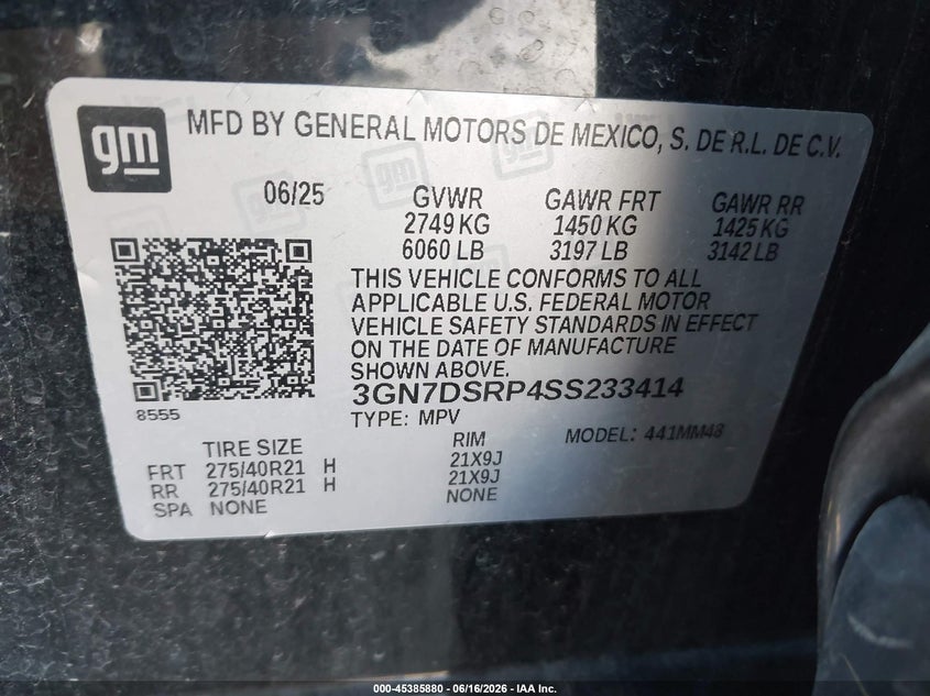2025 Chevrolet Equinox VIN 3GN7DSRP4SS233414 IAAI salvage auction — REAR END, Clear (Oklahoma), sold $13,900 on 2026-08-20 (photo 9)
