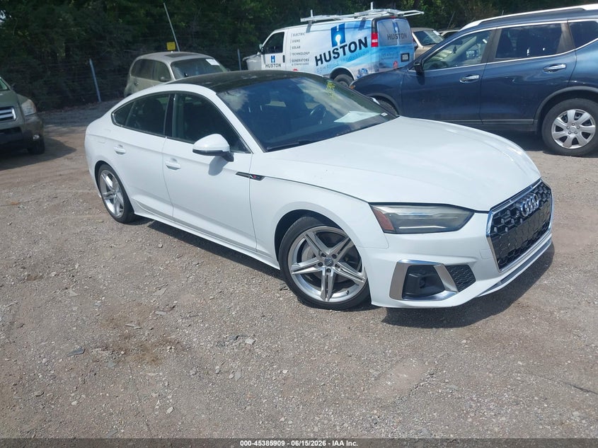 2021 Audi A5 VIN WAUDACF56MA012881 IAAI salvage auction — FRONT END, Salvage (Indiana), sold $11,800 on 2026-07-15 (photo 1)