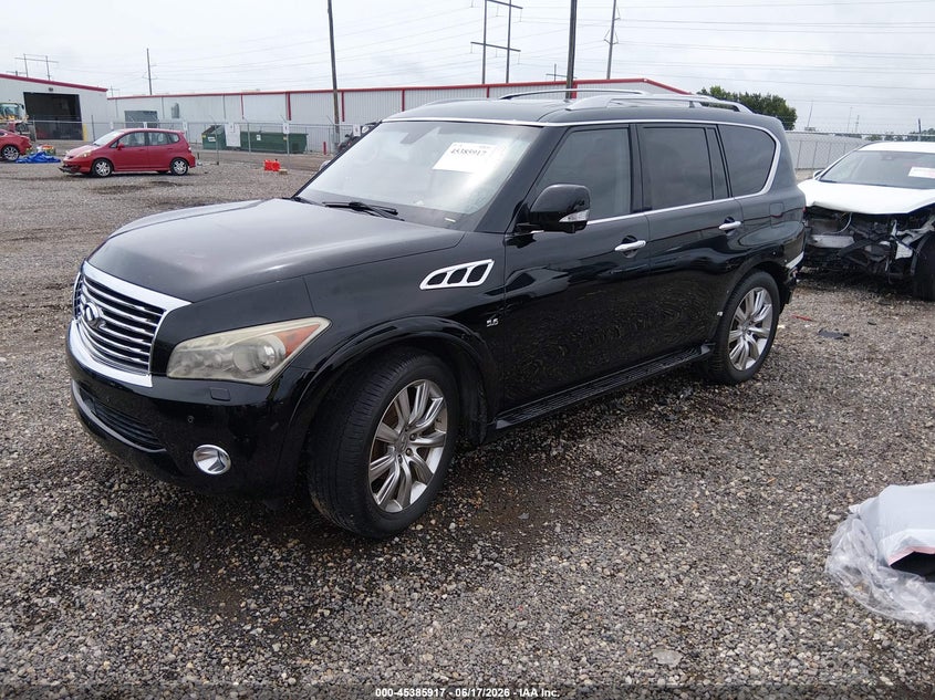 2014 Infiniti Qx80 VIN JN8AZ2NF9E9555328 IAAI salvage auction — REAR END, Salvage (Louisiana), sold $4,725 on 2026-07-22 (photo 2)