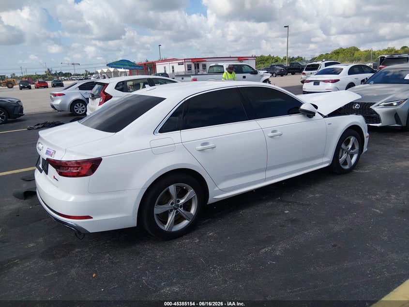 2019 Audi A4 VIN WAUDNAF47KA053663 IAAI salvage auction — FRONT END, Salvage Title, sold $1,950 on 2026-07-30 (photo 4)