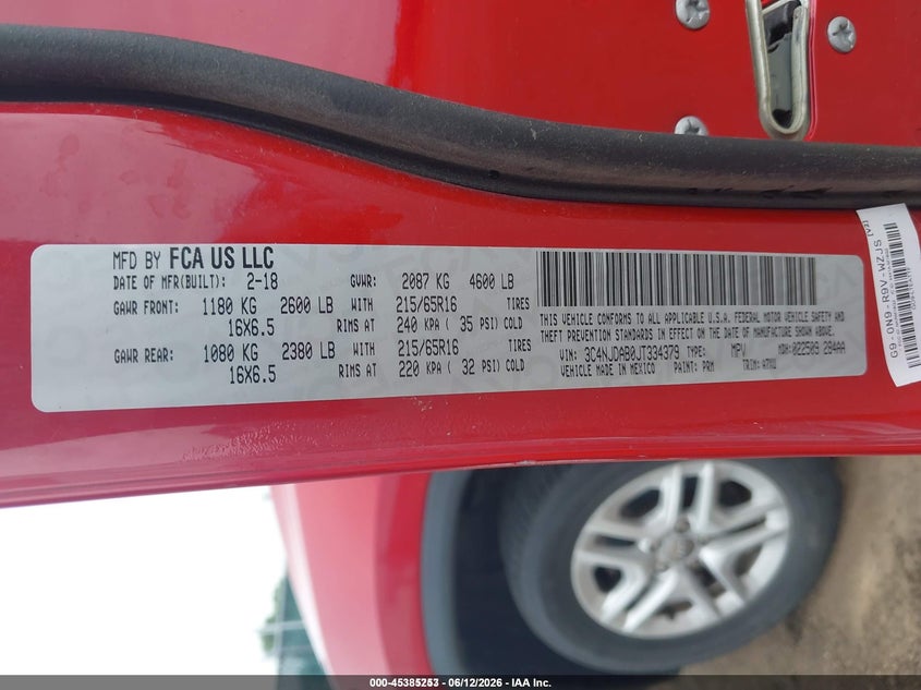 2018 Jeep Compass VIN 3C4NJDAB0JT334379 IAAI salvage auction — NORMAL WEAR, Sf97 (Ohio), sold $11,650 on 2026-08-27 (photo 9)