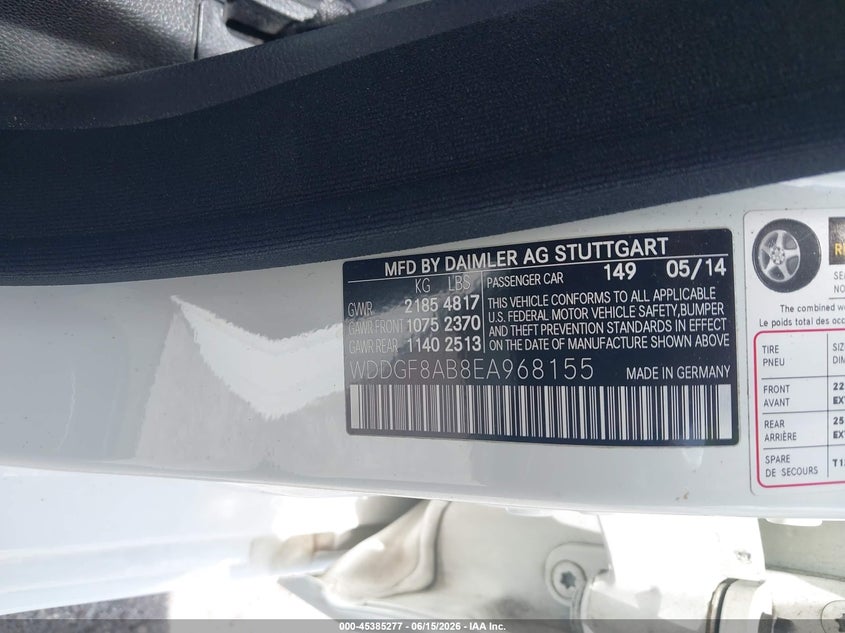 2014 Mercedes-benz C-klasse VIN WDDGF8AB8EA968155 IAAI salvage auction — REAR END, Rebuildable (Florida), sold $1,700 on 2026-07-30 (photo 9)