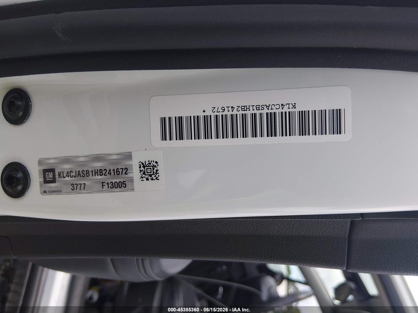 2017 Buick Encore VIN KL4CJASB1HB241672 IAAI salvage auction — NORMAL WEAR, Salvage Title, sold $1,550 on 2026-07-28 (photo 9)