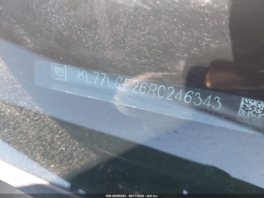 2024 Chevrolet Trax VIN KL77LGE26RC246343 IAAI salvage auction — SIDE, Bill Of Sale (Washington), sold $3,950 on 2026-07-16 (photo 9)