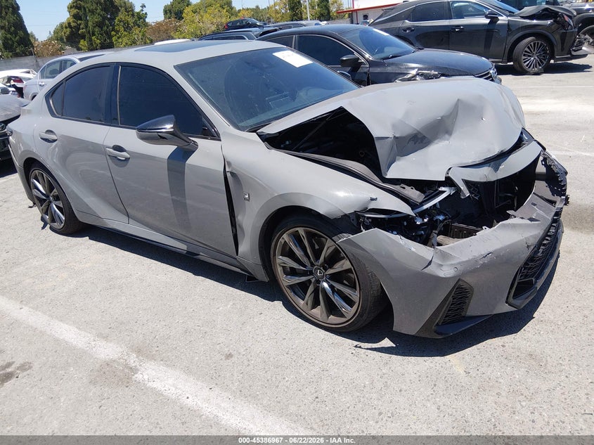 2024 Lexus Is VIN JTHGZ1B25R5076921 IAAI salvage auction — FRONT & REAR, Salvage Title, sold $9,000 on 2026-07-29 (photo 1)