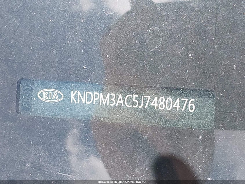 2018 Kia Sportage VIN KNDPM3AC5J7480476 IAAI salvage auction — ROOF, Salvage (Ohio), sold $2,150 on 2026-07-28 (photo 9)