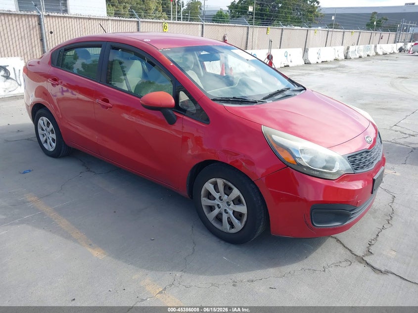 2012 Kia Rio VIN KNADM4A38C6033221 IAAI salvage auction — NORMAL WEAR, Salvage Title - Dealer (California), sold $475 on 2026-07-27 (photo 1)
