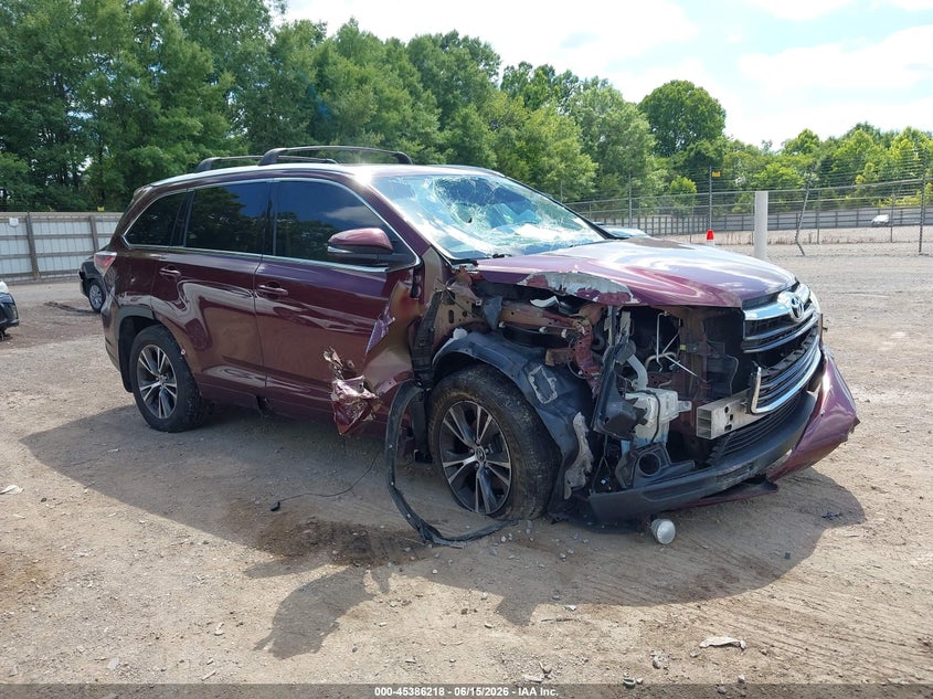 2016 Toyota Highlander VIN 5TDJKRFH7GS352158 IAAI salvage auction — FRONT END, Salvage (Tennessee), sold $150 on 2026-07-22 (photo 1)