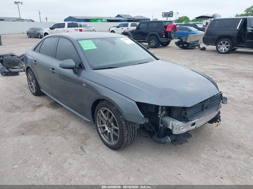 2021 Audi A4 VIN WAUEAAF46MA039918 IAAI salvage auction — FRONT END, Original (Texas), sold $10,600 on 2026-07-22 (photo 1)
