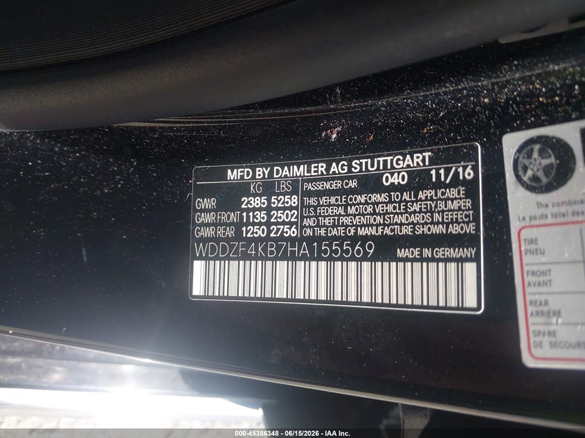 2017 Mercedes-benz E-klasse VIN WDDZF4KB7HA155569 IAAI salvage auction — FRONT END, Salvage (Georgia), sold $6,825 on 2026-08-04 (photo 9)