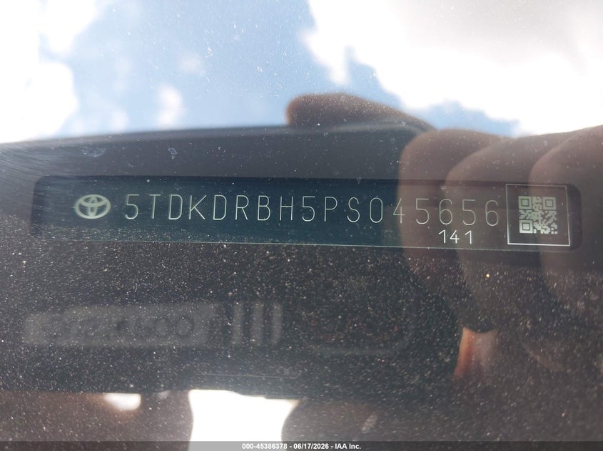 2023 Toyota Highlander VIN 5TDKDRBH5PS045656 IAAI salvage auction — FRONT END, Salvage (Virginia), sold $13,200 on 2026-07-28 (photo 9)
