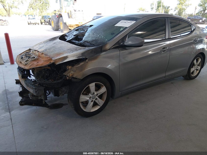 2013 Hyundai Elantra VIN KMHDH4AE9DU749370 IAAI salvage auction — ENGINE BURN, Rebuildable (Florida), sold $225 on 2026-07-08 (photo 2)