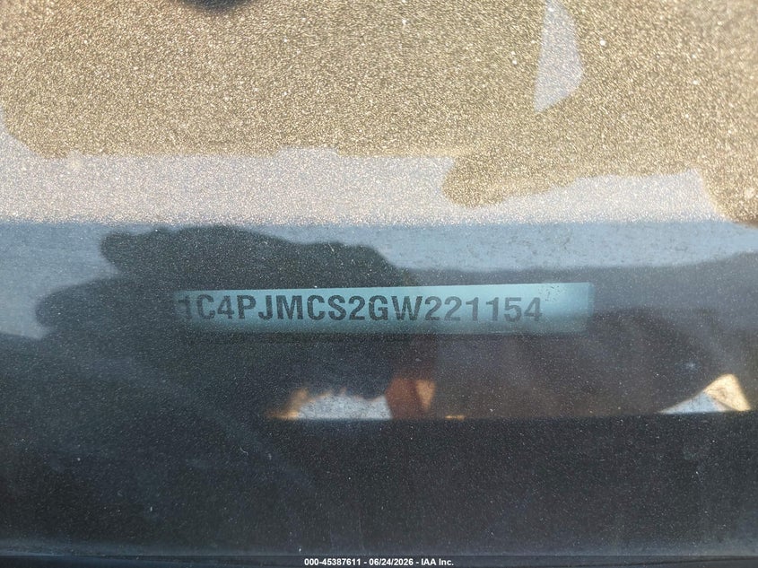 2016 Jeep Cherokee VIN 1C4PJMCS2GW221154 IAAI salvage auction — FRONT END, Salvage Title, sold $950 on 2026-07-22 (photo 9)