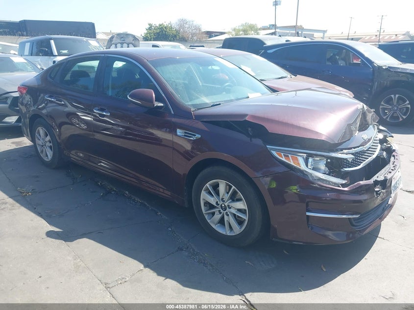 2018 Kia Optima VIN 5XXGT4L30JG192524 IAAI salvage auction — FRONT END, Salvage Title, sold $1,750 on 2026-07-22 (photo 1)