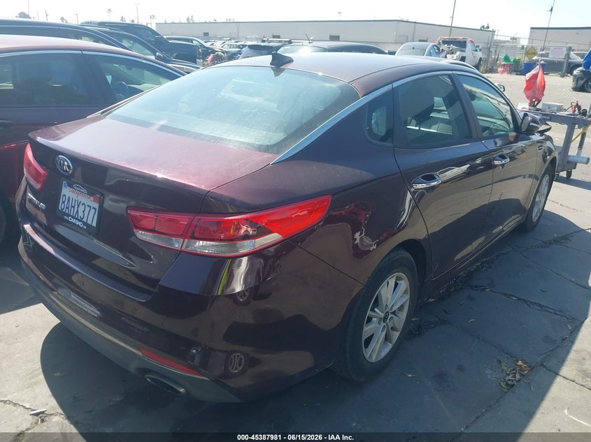 2018 Kia Optima VIN 5XXGT4L30JG192524 IAAI salvage auction — FRONT END, Salvage Title, sold $1,750 on 2026-07-22 (photo 4)