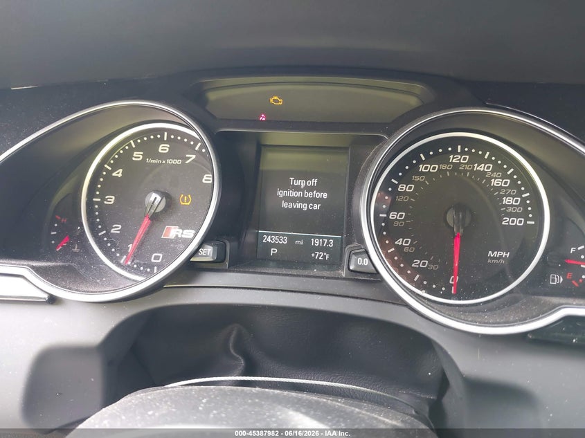 2013 Audi Rs5 VIN WUAC6AFR7DA900985 IAAI salvage auction — RIGHT FRONT, Clear (Indiana), sold $4,875 on 2026-07-08 (photo 7)
