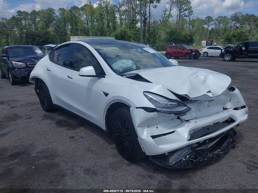 2020 Tesla Model y VIN 5YJYGDEE8LF044845 IAAI salvage auction — FRONT & REAR, Certificate Of Destruction (Florida), sold $2,050 on 2026-07-10 (photo 1)