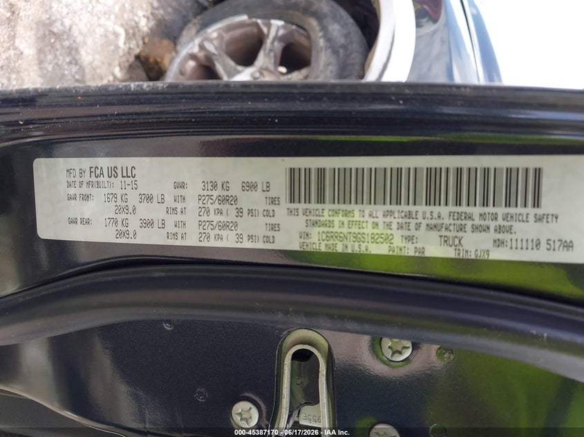 2016 Ram 1500 VIN 1C6RR6NT9GS182502 IAAI salvage auction — SIDE, Salvage Title, sold $4,900 on 2026-08-12 (photo 9)