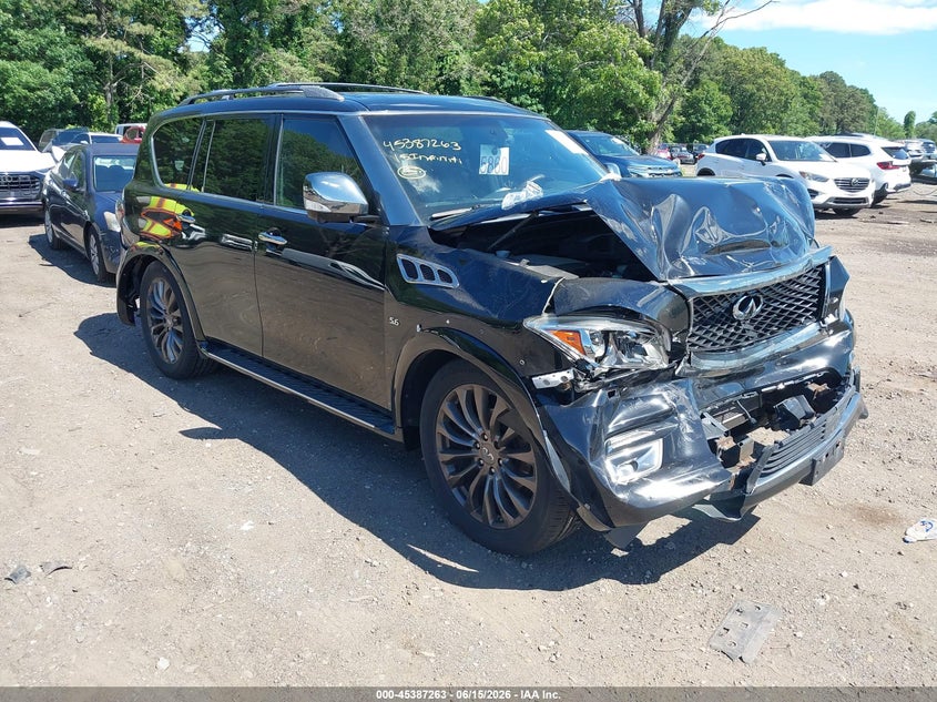 2015 Infiniti Qx80 VIN JN8AZ2NEXF9085951 IAAI salvage auction — FRONT END, Mv-907A (New York), sold $425 on 2026-07-28 (photo 1)
