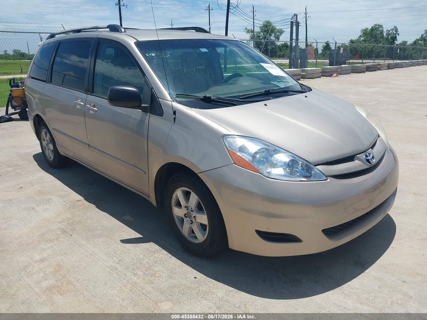 2008 Toyota Sienna VIN 5TDZK23C58S106343 IAAI salvage auction — LEFT FRONT, Original (Texas), sold $1,250 on 2026-07-16 (photo 1)