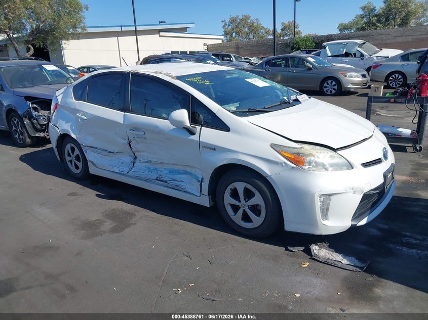2012 Toyota Prius VIN JTDKN3DU8C5430505 IAAI salvage auction — SIDE, Salvage Certificate (California), sold $1,125 on 2026-07-10 (photo 1)