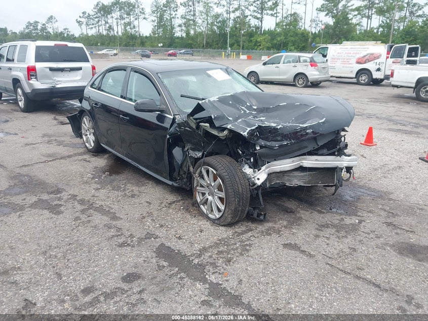 2012 Audi A4 VIN WAUEFAFL4CA113862 IAAI salvage auction — FRONT & REAR, Rebuildable (Florida), sold $200 on 2026-07-14 (photo 1)