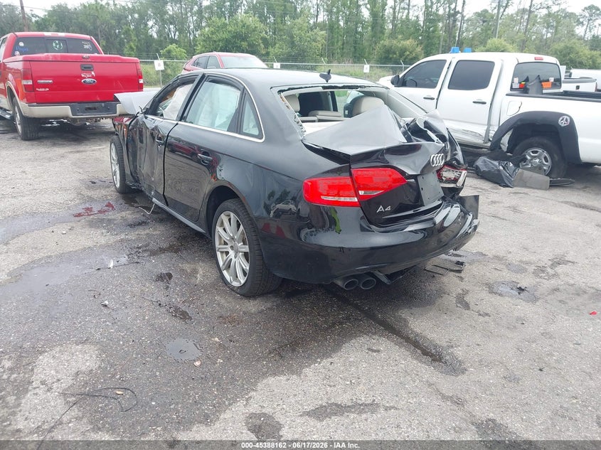 2012 Audi A4 VIN WAUEFAFL4CA113862 IAAI salvage auction — FRONT & REAR, Rebuildable (Florida), sold $200 on 2026-07-14 (photo 3)